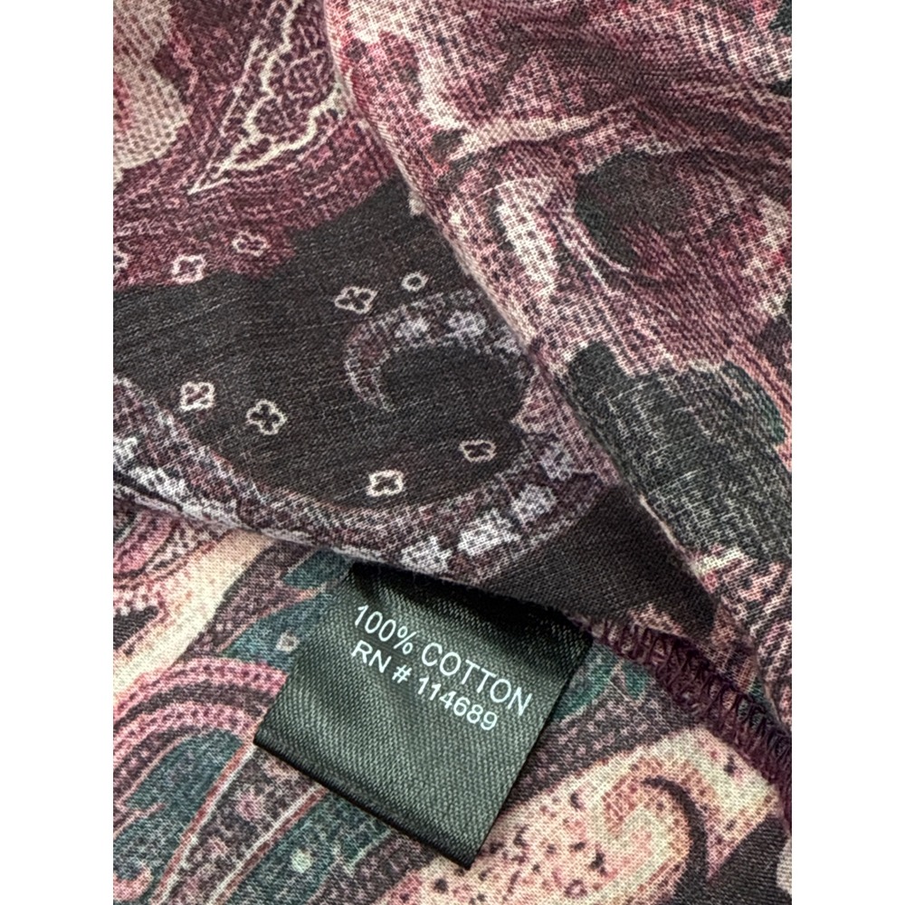 Cino Womens Medium Pink Purple Paisley Floral Crinkle Button Down Tunic Blouse - Picture 10 of 11